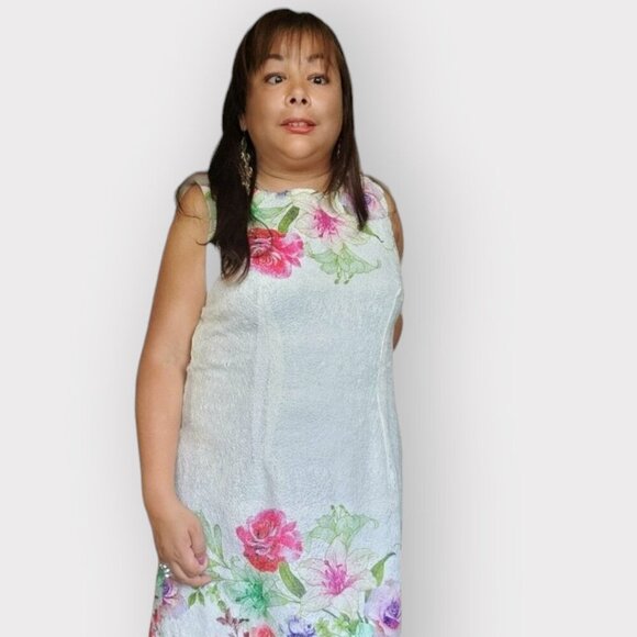 CLEO PETITES WOMENS WHITE SIZE 14  LACE FLORAL POLYESTER MIDI DRESS NWT - Picture 5 of 7